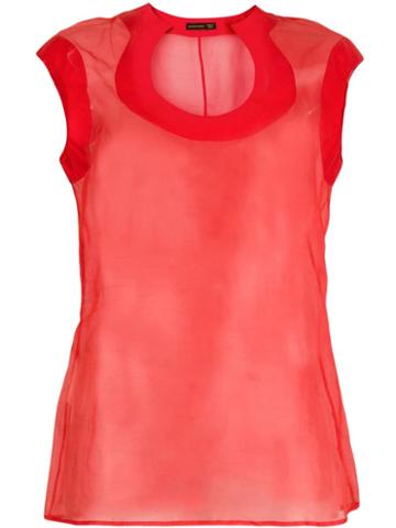 Alexander Mcqueen Pre-owned Sheer Round Neck Blouse - Red