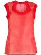 Alexander Mcqueen Pre-owned Sheer Round Neck Blouse - Red