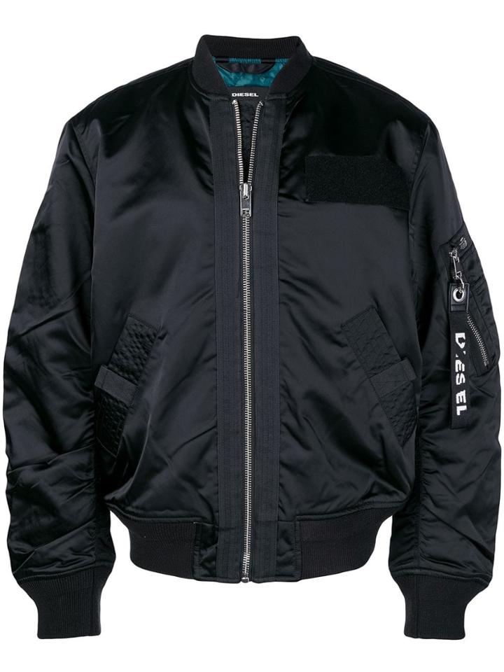 Diesel Logo Tag Bomber Jacket - Black