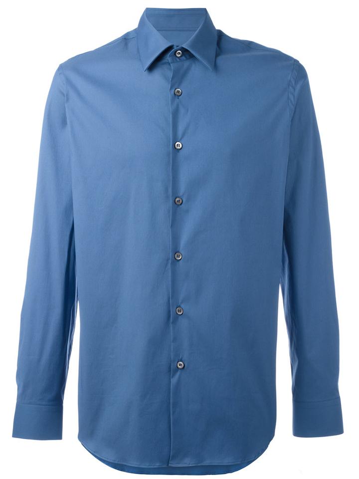 Prada Classic Shirt, Men's, Size: 41, Blue, Cotton/polyamide/spandex/elastane