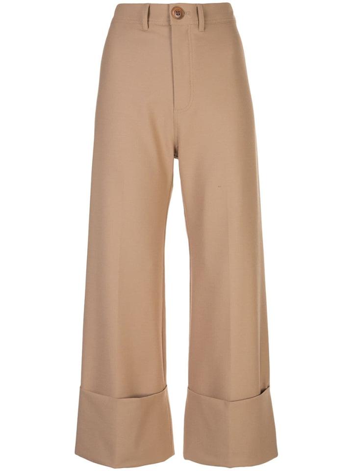 Sea Flared Crop Trousers - Brown