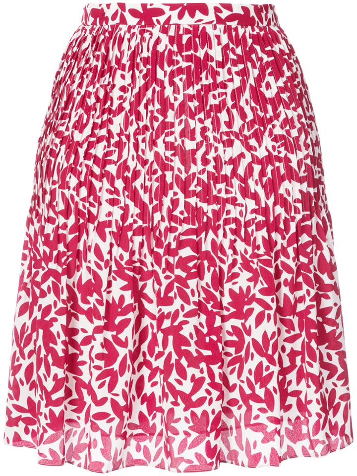 Oscar De La Renta Printed Pintuck Skirt - Red