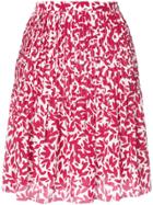 Oscar De La Renta Printed Pintuck Skirt - Red