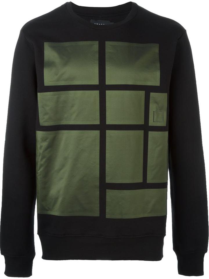Letasca Square Print Sweatshirt, Men's, Size: L, Black, Cotton