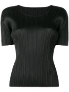 Pleats Please By Issey Miyake Pleated Short Sleeve T-shirt - Black