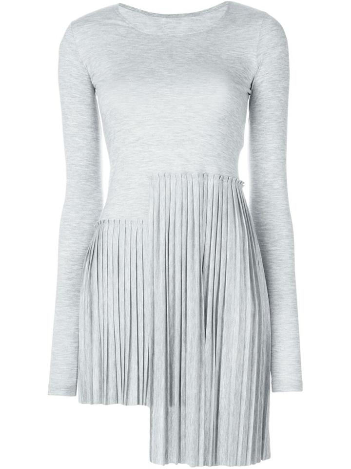 Mm6 Maison Margiela Asymmetric Pleated Dress, Women's, Size: M, Grey, Viscose/polyester
