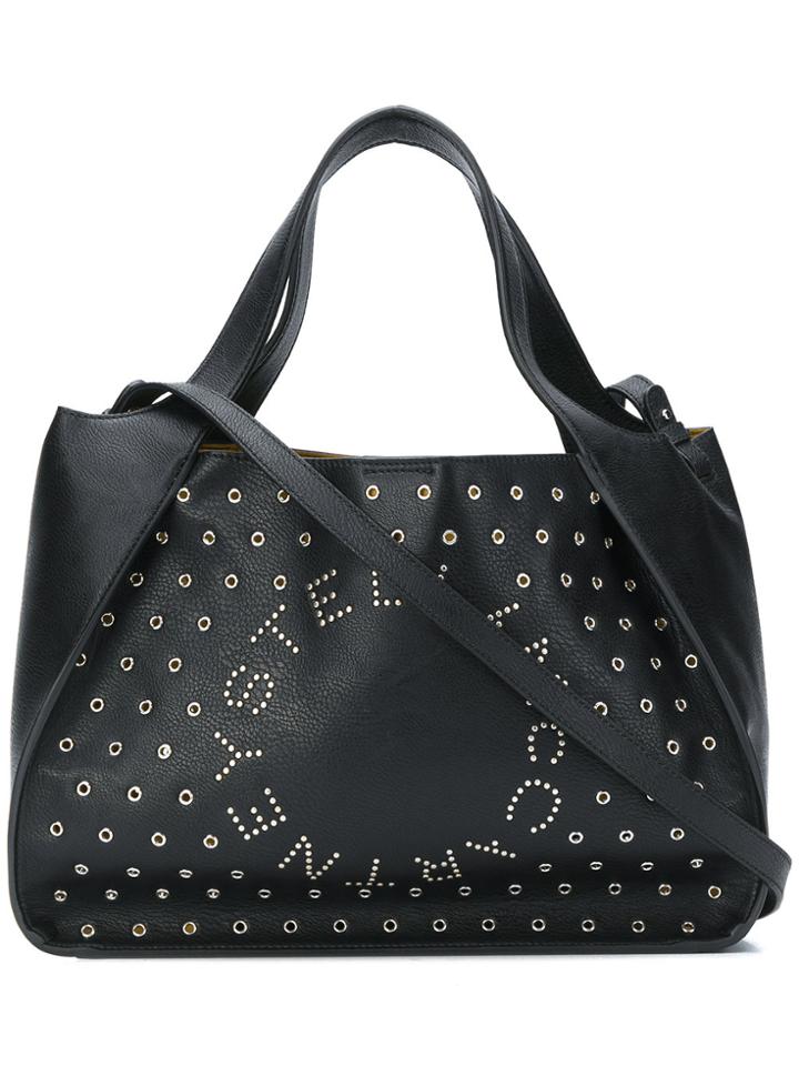 Stella Mccartney Stella Logo Grommet-embellished Tote - Black