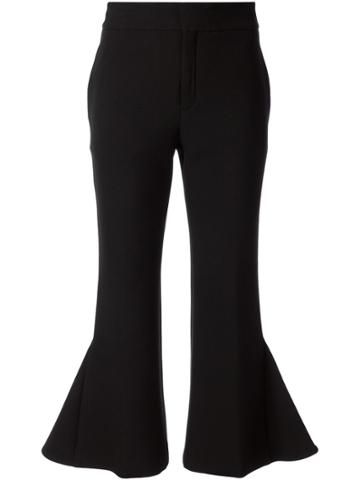 Portspure Fit And Flare Cropped Trousers - Black