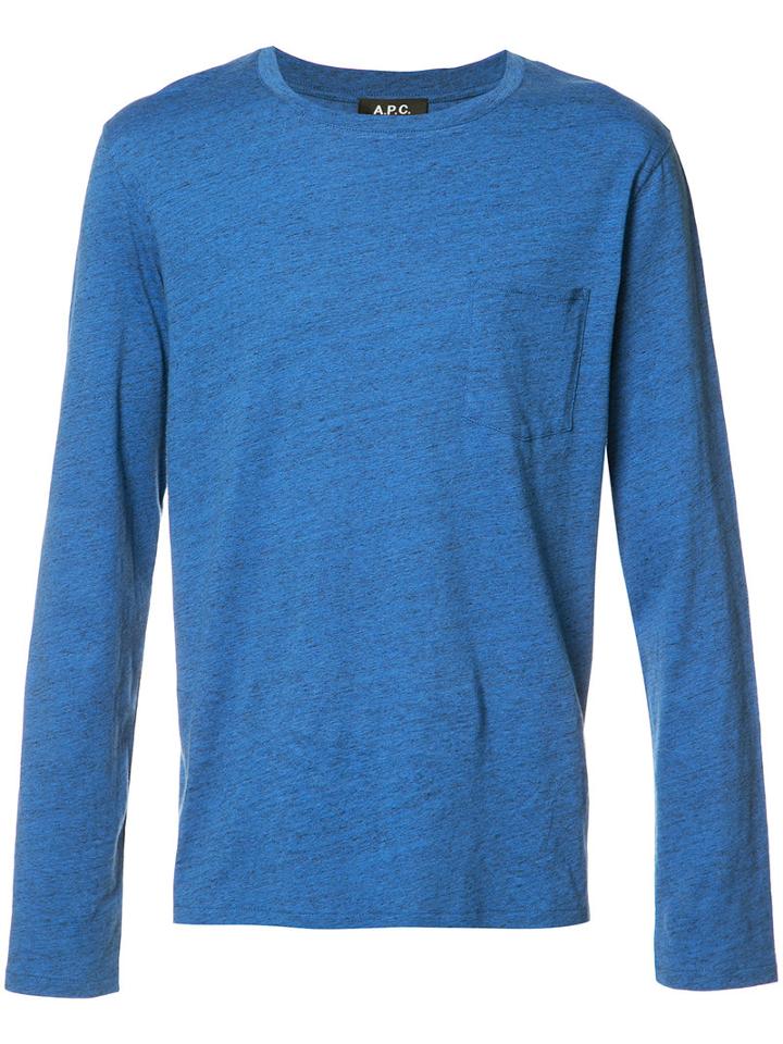 A.p.c. Longsleeved T-shirt, Size: Large, Blue, Cotton