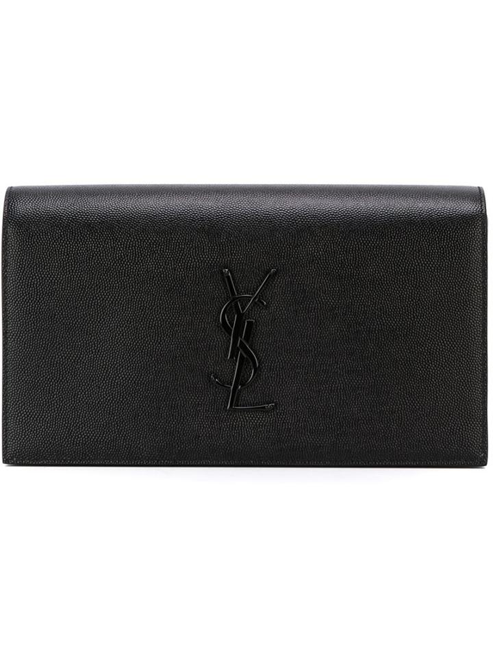 Saint Laurent - 'classic Monogram' Clutch - Women - Leather - One Size, Women's, Black, Leather