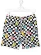 Mc2 Saint Barth - Teen Checked Robot Print Swim Shorts - Kids - Polyamide/polyester/spandex/elastane - 14 Yrs