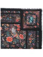 Roberto Cavalli Printed Fringed Scarf, Women's, Black, Silk/cashmere