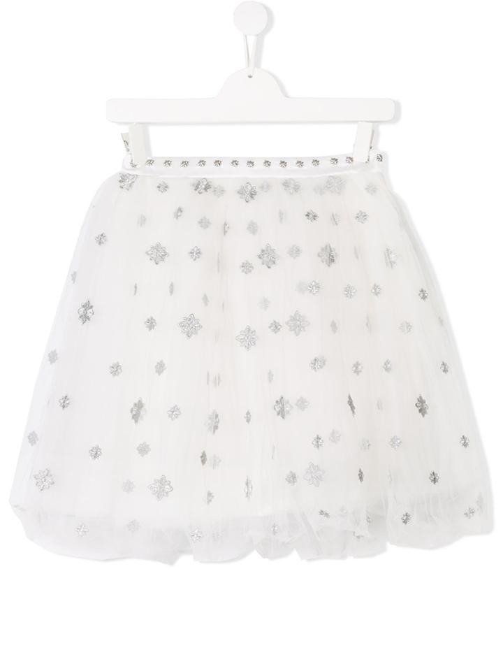 John Richmond Kids Embroidered Tulle Tutu - White