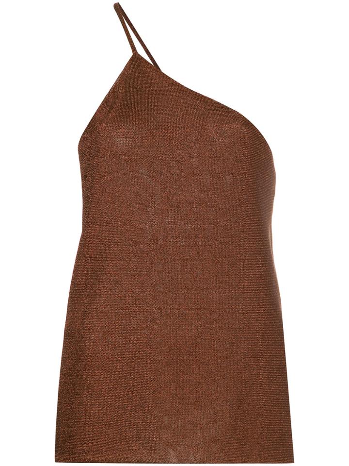 Kacey Devlin One Shoulder Metallic Cami - Brown
