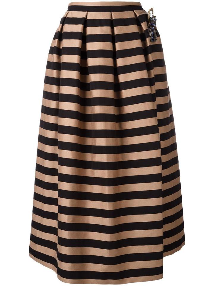 Rochas Box Pleated Skirt, Women's, Size: 44, Black, Silk/cotton/polyester