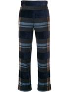 D.exterior Cropped Checked Trousers - Blue