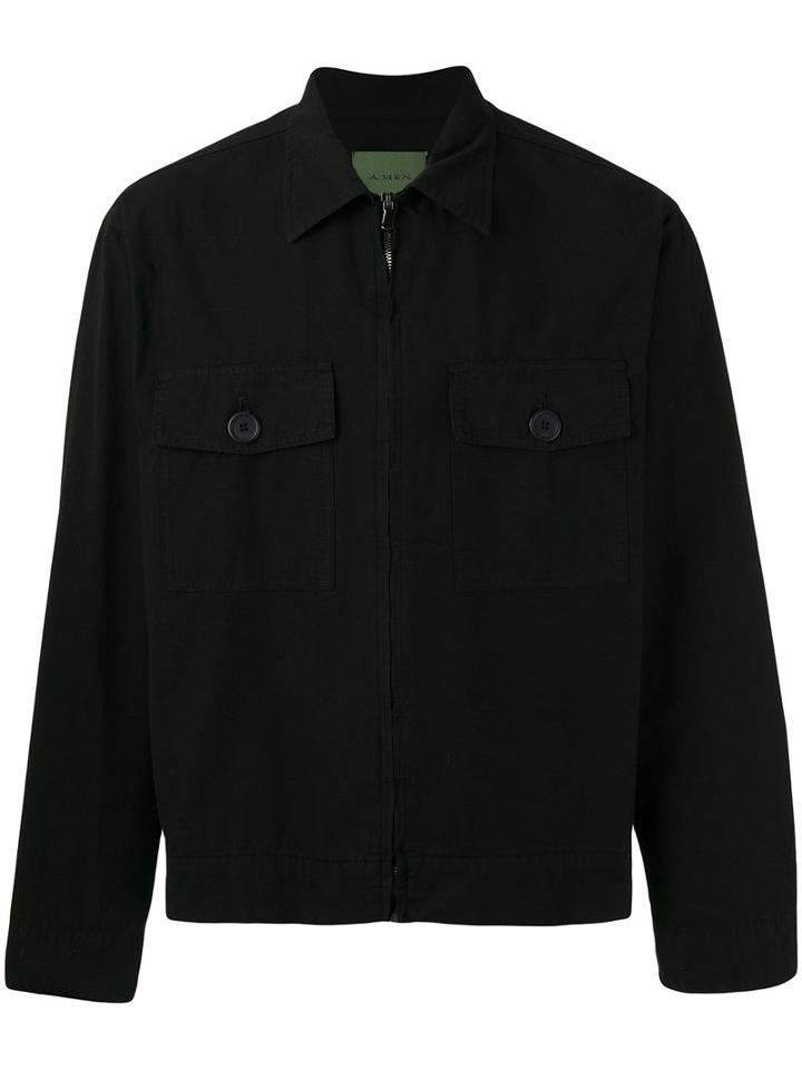 Amen Zip Shirt Jacket, Men's, Size: 48, Black, Cotton