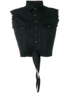 Saint Laurent Western-style Cropped Shirt - Black