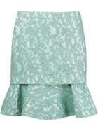 Martha Medeiros Ruffled Hem Lace Mini Skirt, Women's, Size: 40, Green, Viscose/cotton/polyamide