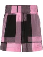 Ganni Check Print Track Shorts - Pink