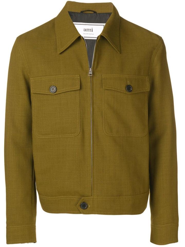 Ami Paris Patched Pockets Zip Jacket - Green