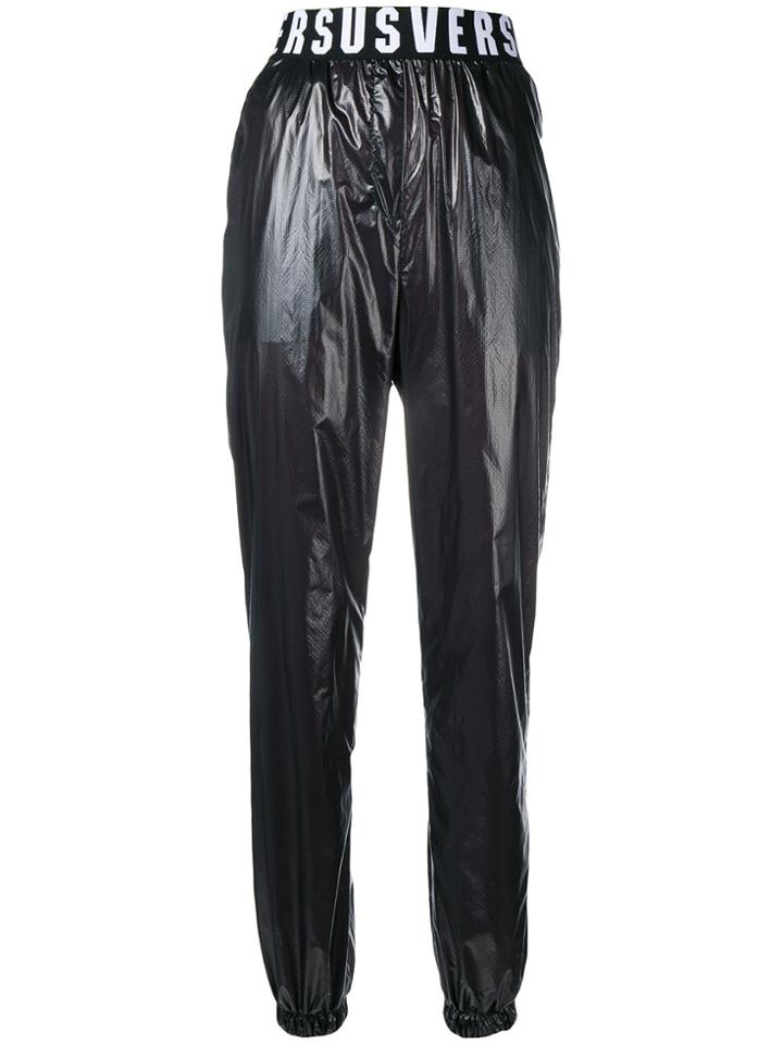 Versus Leather-like Logo Waist Track Trousers - Black
