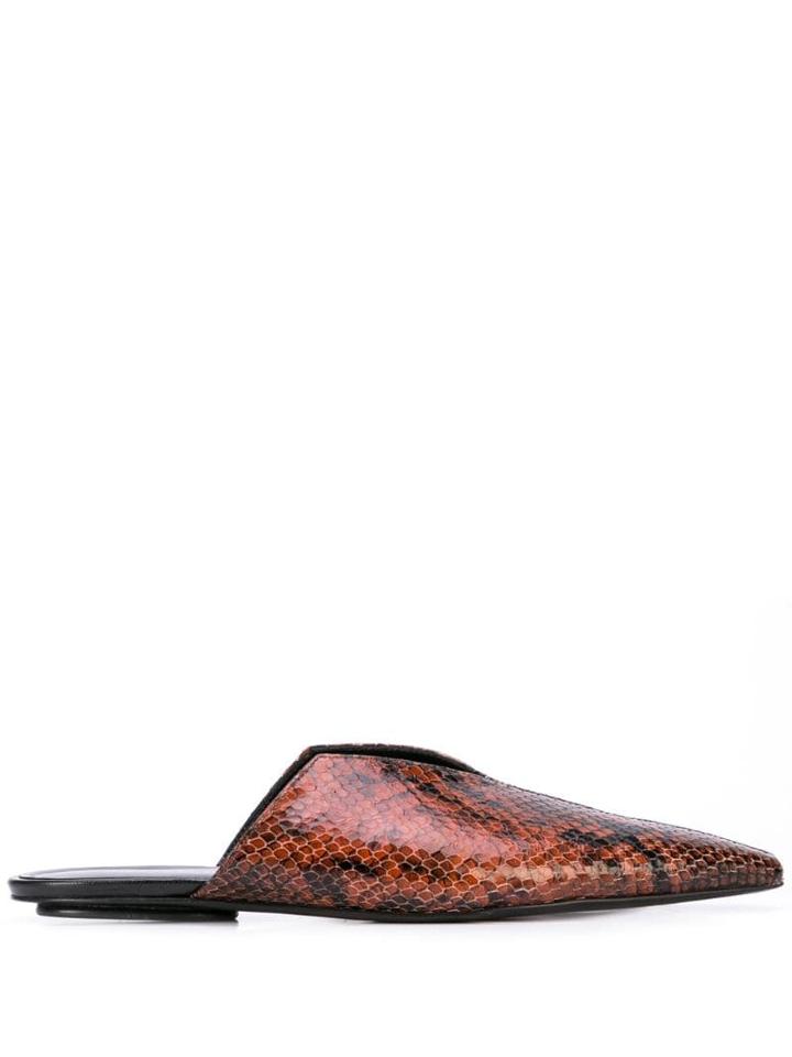 Rosetta Getty Snakeskin Effect Mules - Brown