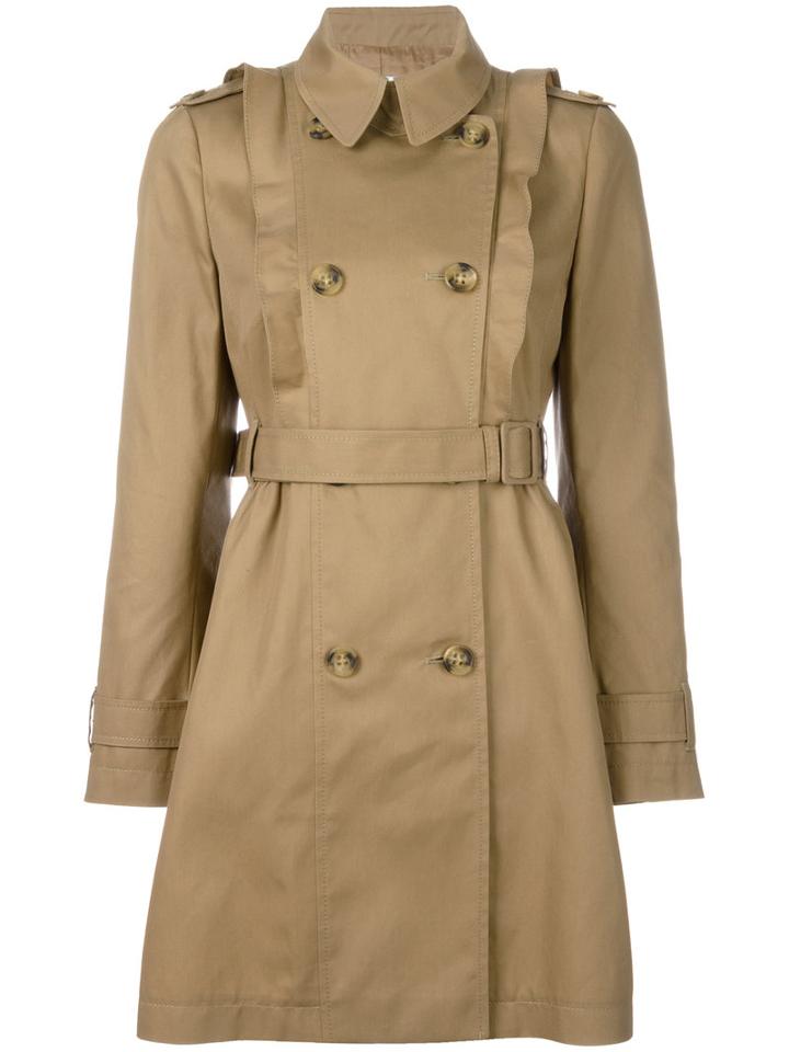 Red Valentino Double Breasted Trench Coat, Women's, Size: 42, Nude/neutrals, Cotton/polyamide/polyester/acetate