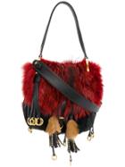 Prada Corsaire Fox Fur Shoulder Bag - Black