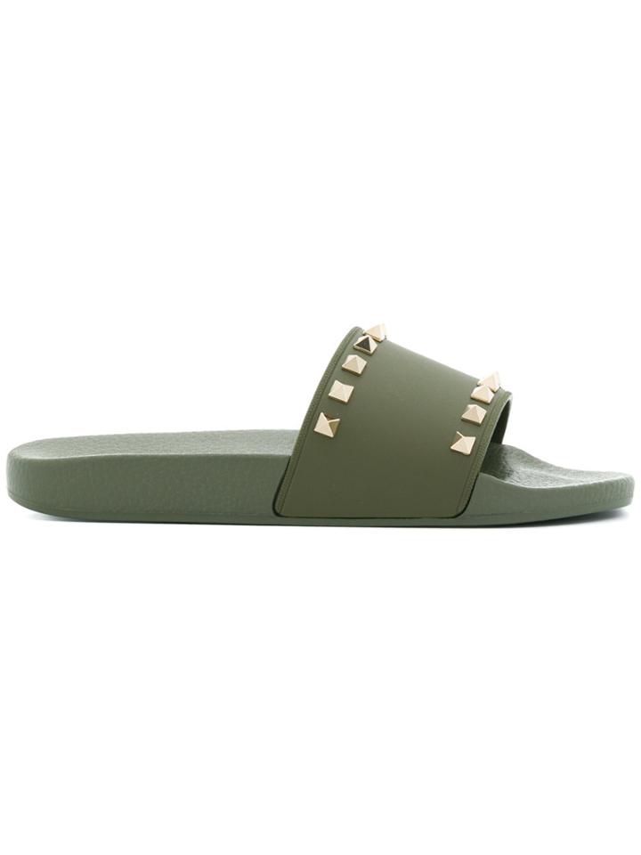 Valentino Valentino Garavani Rockstud Slide Sandals - Green