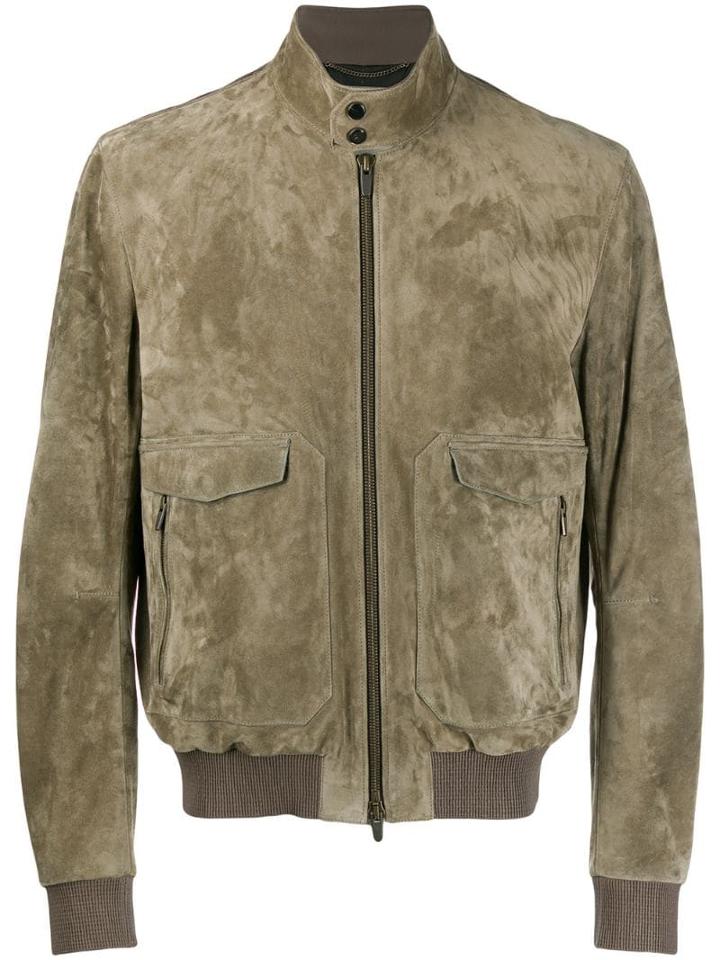 Ajmone Zipped Bomber Jacket - Green