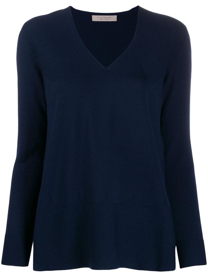 D.exterior V-neck Scalloped Jumper - Blue
