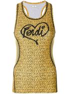 Fendi Logo Heart-print Tank Top - Yellow & Orange