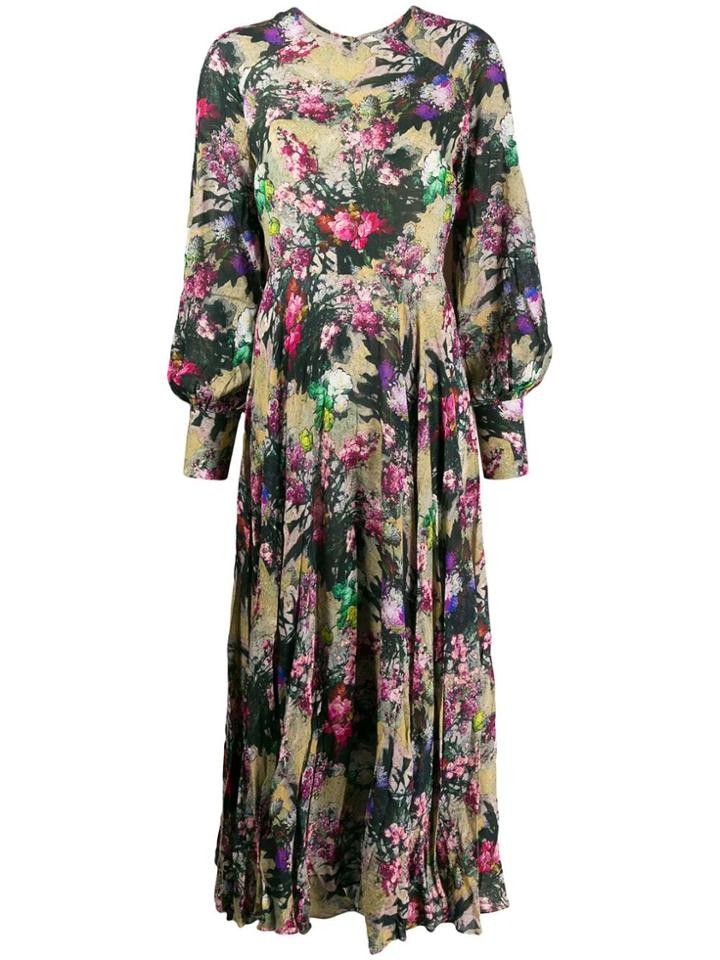 Rotate Floral Print Cutout Dress - Green