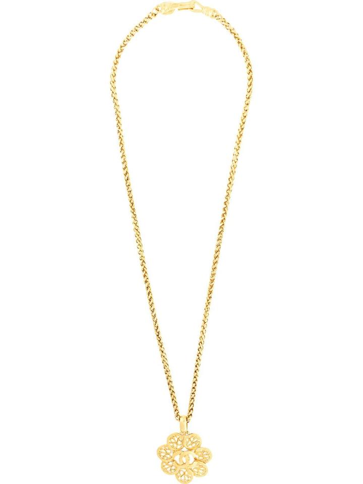 Chanel Pre-owned Cc Logos Chain Pendant Necklace - Gold