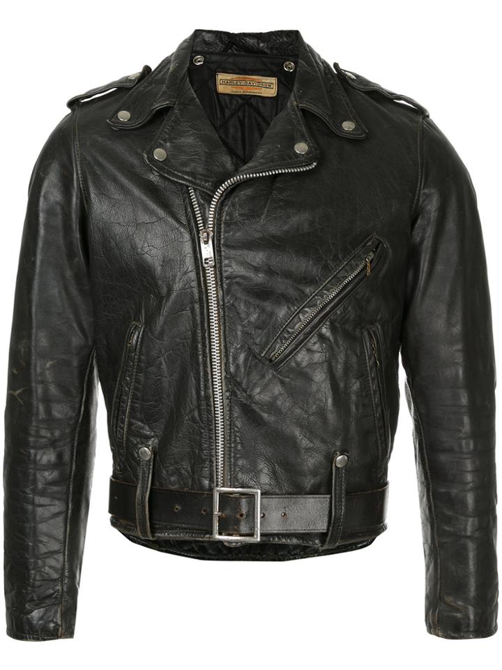 Fake Alpha Vintage 1960s Harley Davidson Motorcycle Jacket - Black