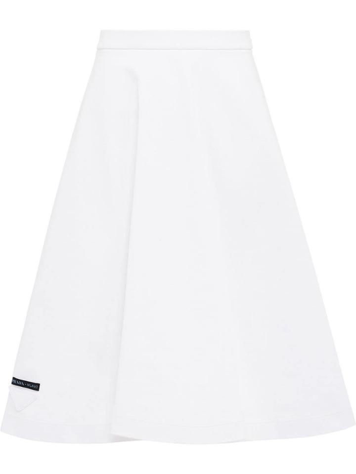 Prada Logo Patch Jersey Skirt - White