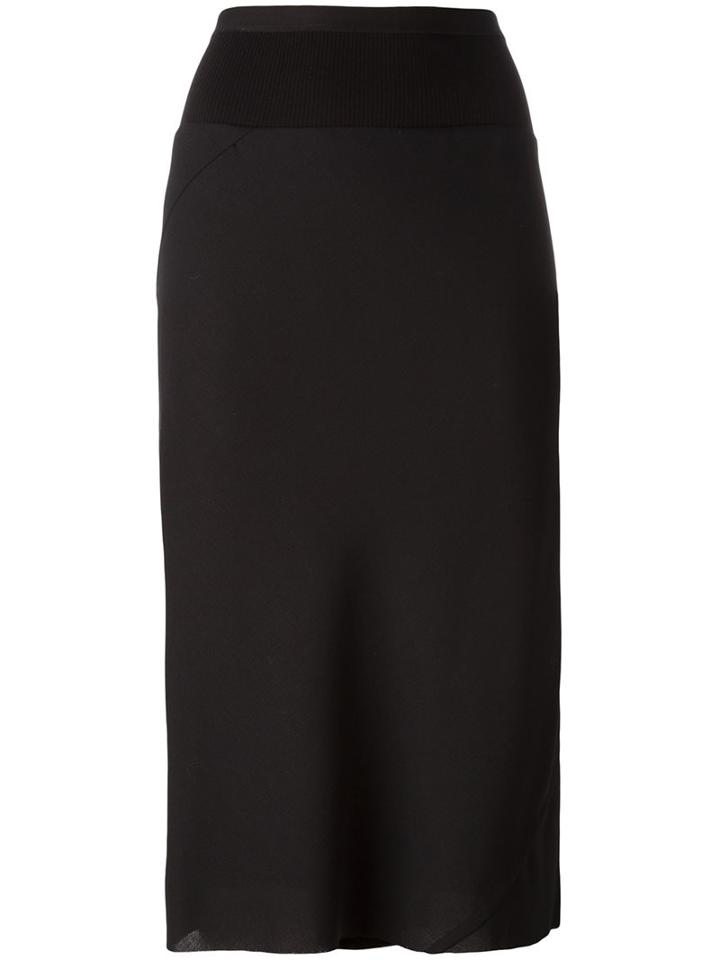 Rick Owens Pleated Back Skirt, Women's, Size: 42, Black, Silk/cotton/polyamide/virgin Wool