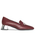 Burberry Studded Bar Detail Leather Pumps - Red