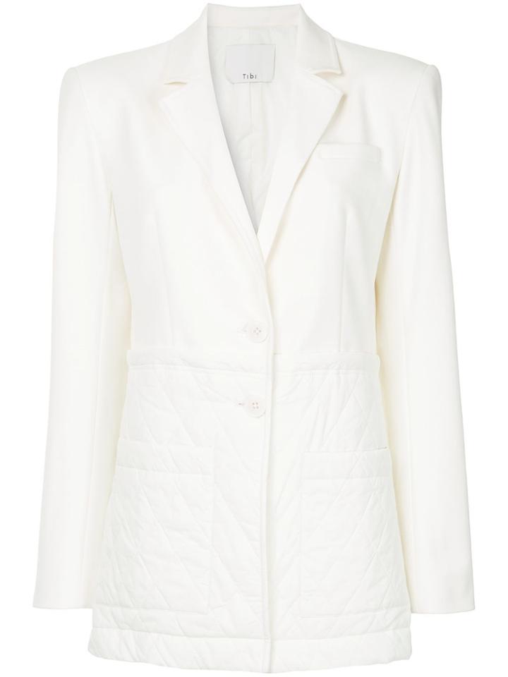 Tibi Quilted Combo Oversized Blazer - White
