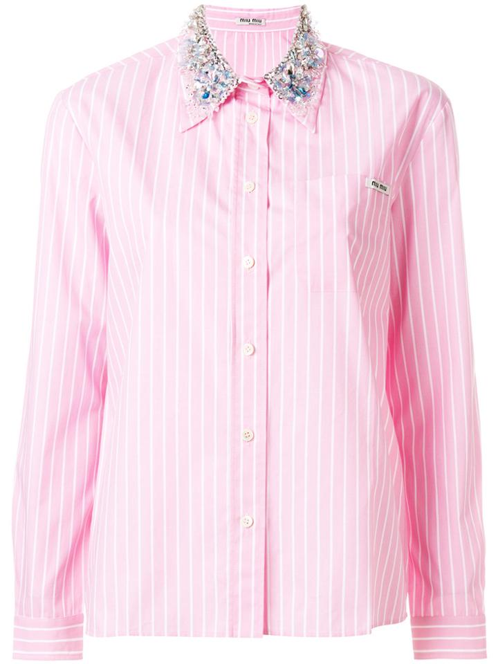 Miu Miu Crystal-embellished Collar Shirt - Pink & Purple