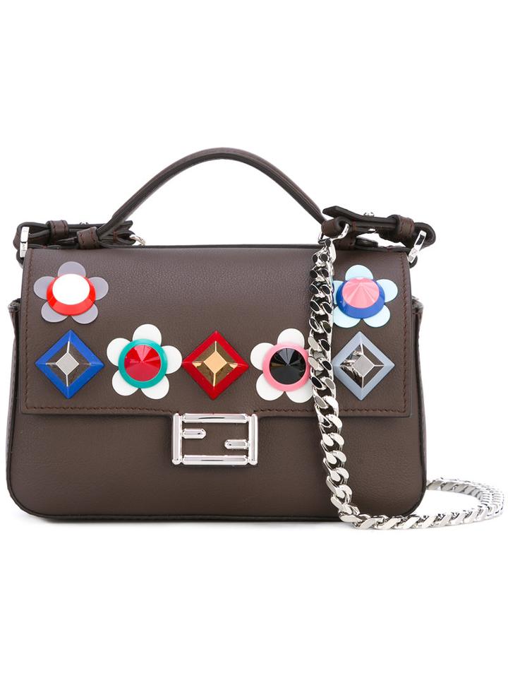 Fendi Double Pouch Floral Bag, Women's, Nude/neutrals, Leather