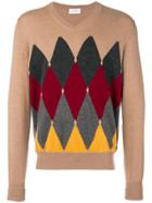Ballantyne Cashmere Intarsia Knit Sweater - Nude & Neutrals