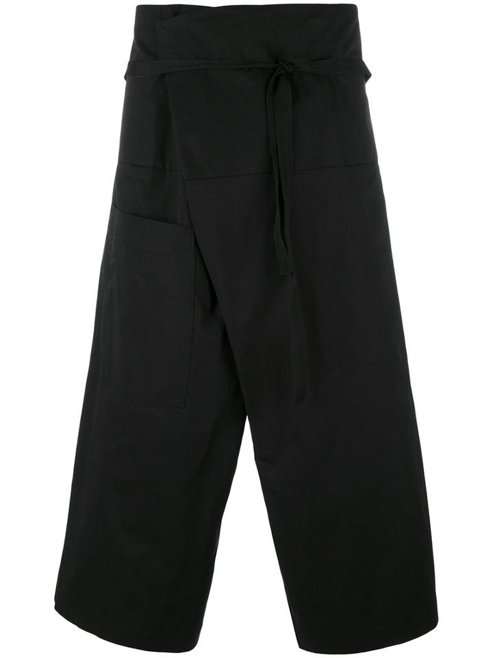 Isabel Benenato Wrap Around Three Quarter Trousers, Men's, Size: 48, Black, Cotton