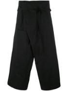 Isabel Benenato Wrap Around Three Quarter Trousers, Men's, Size: 48, Black, Cotton