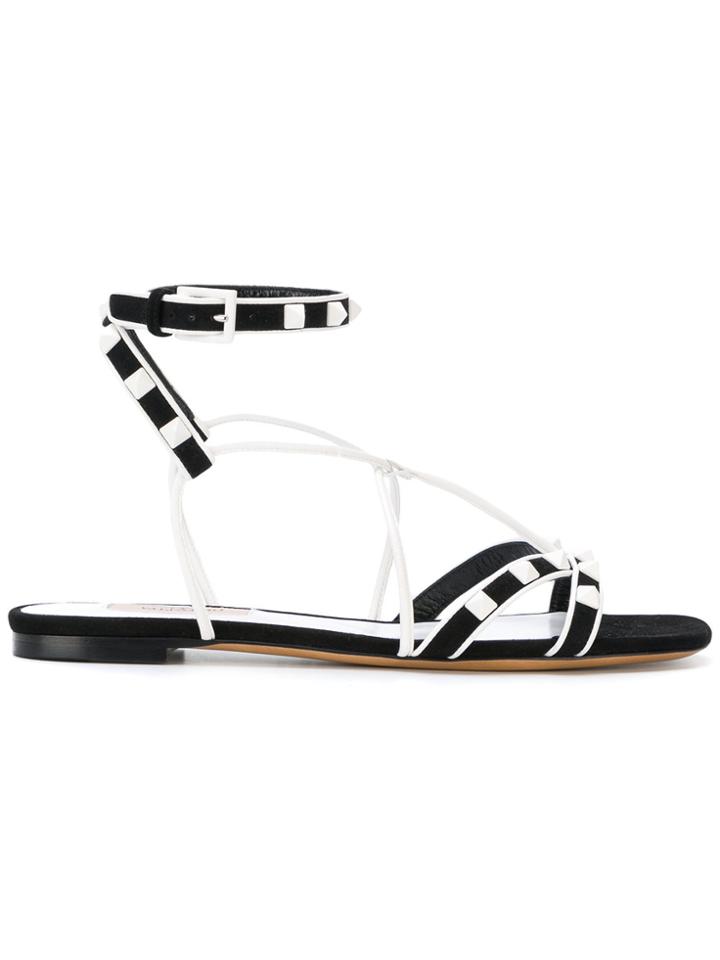 Valentino Rockstud Strappy Sandals - White