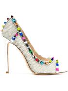 Gianni Renzi Peep Toe Stiletto Pumps - Metallic