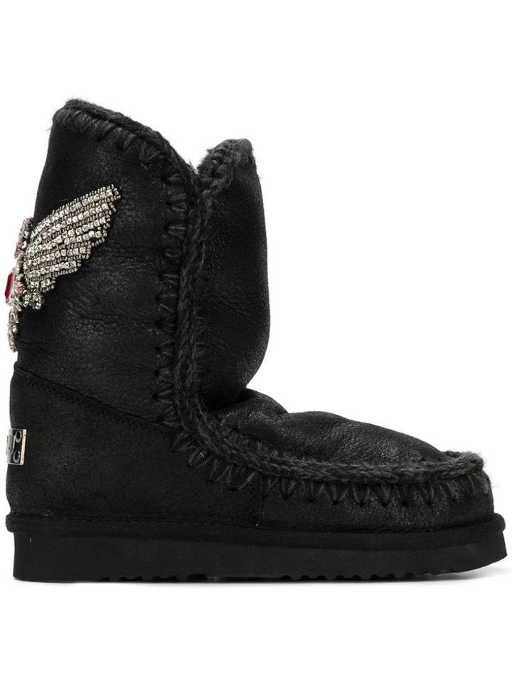 Mou Sheep Skin Boots - Black