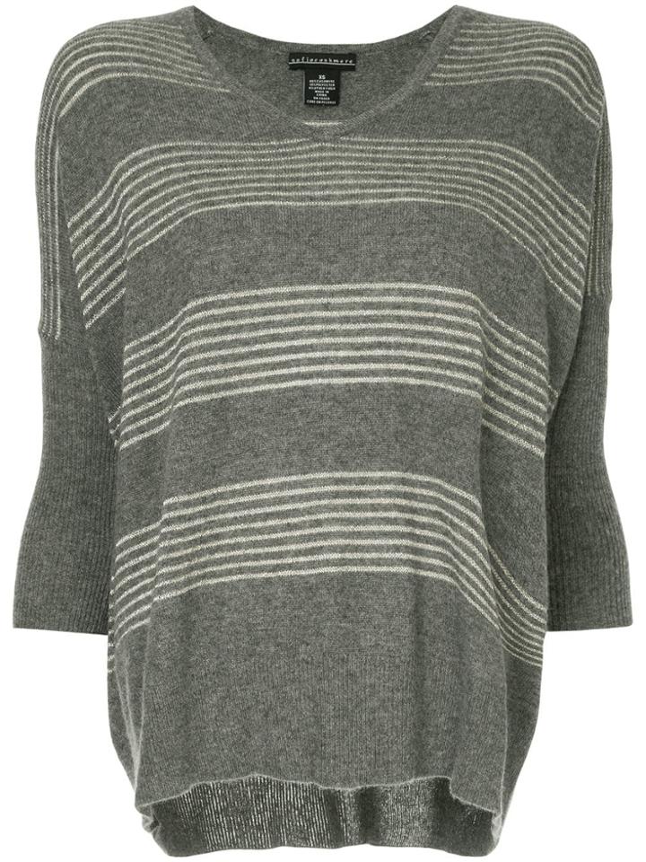 Sofia Cashmere Striped Loose Jumper - Grey