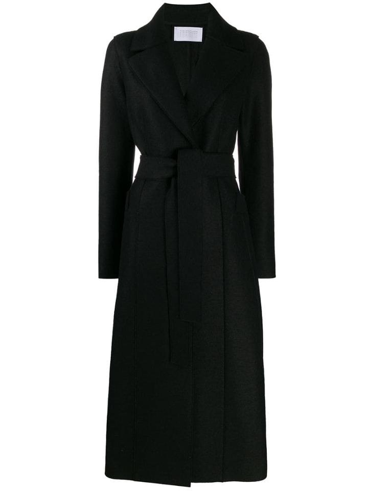 Harris Wharf London Long Belted Felt Coat - Black